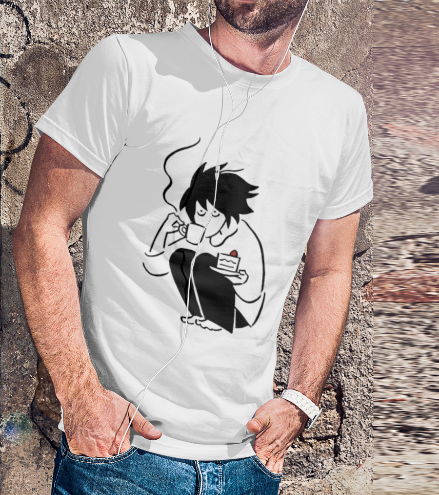 Death Note L Coffee And Strawberry Cake Scene T-Shirt