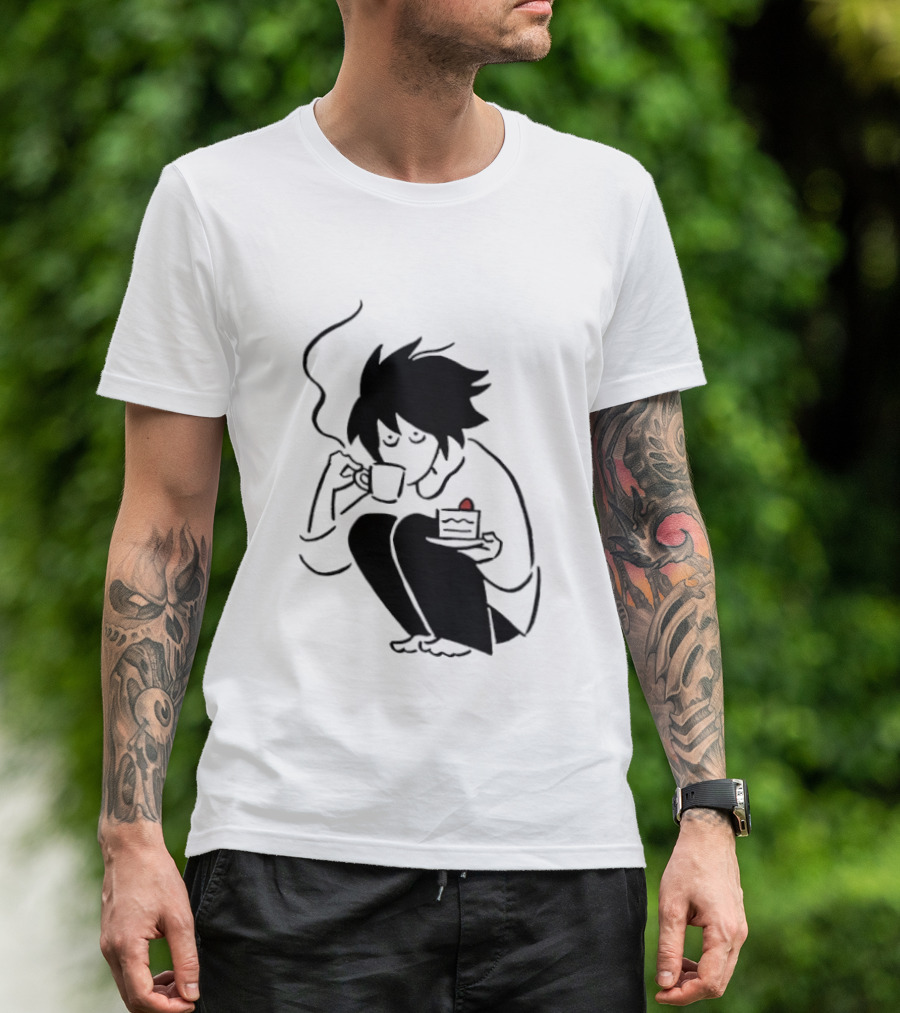 Death Note L Coffee And Strawberry Cake Scene T-Shirt