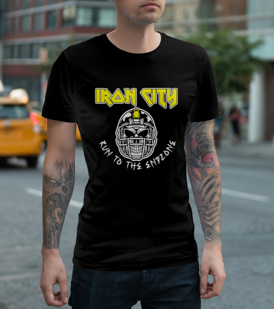Iron City Run To The Endzone Skull Helmet T-Shirt