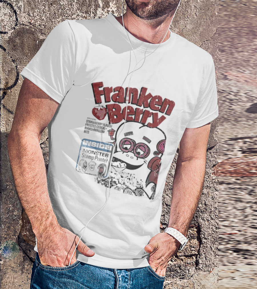 Franken Berry Monster Stamp Printer Inside T-Shirt