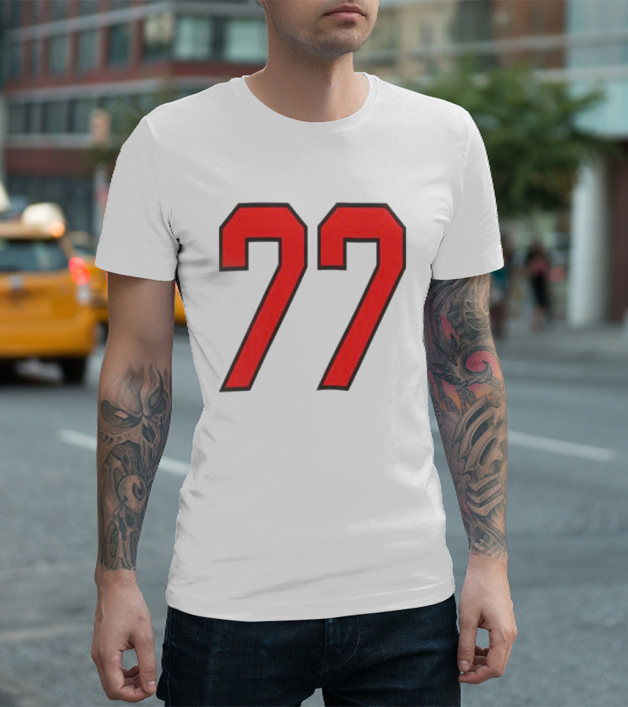 Sombr Tour Store 77 Red Ringer Classic Block Number T-Shirt
