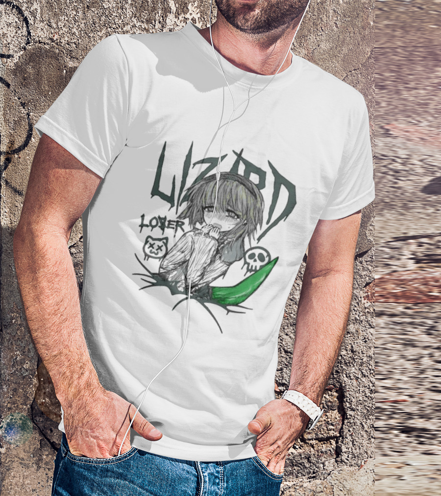 Lizard Tears Loser Anime Skull Green Tail T-Shirt