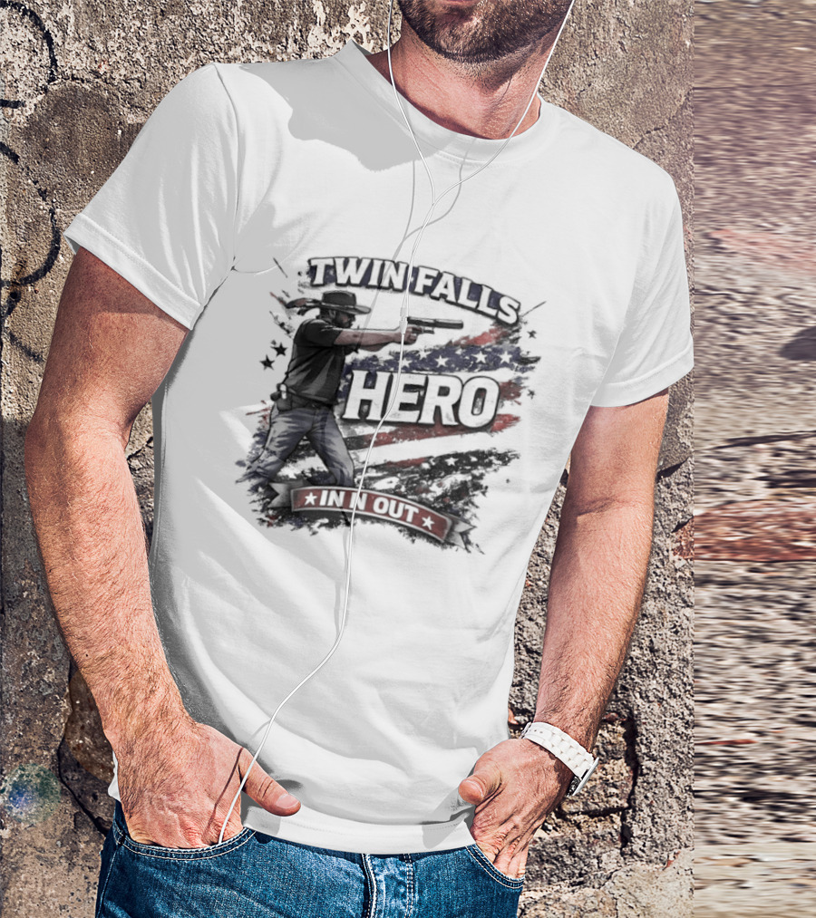 Twin Falls Hero In N Out American Flag Gunman T-Shirt
