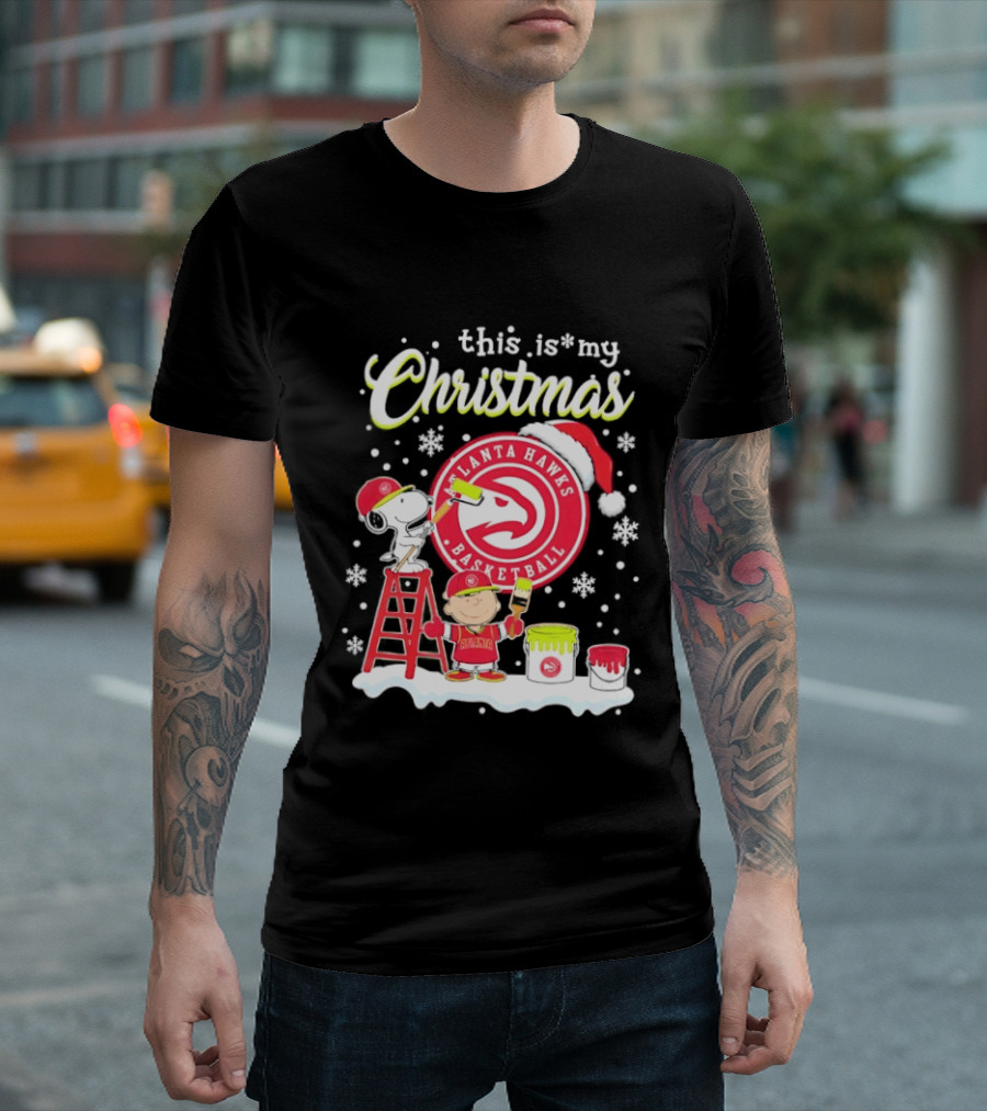 Atlanta Hawks Snoopy Woodstock Charlie Brown Christmas 2026 Basketball T-Shirt