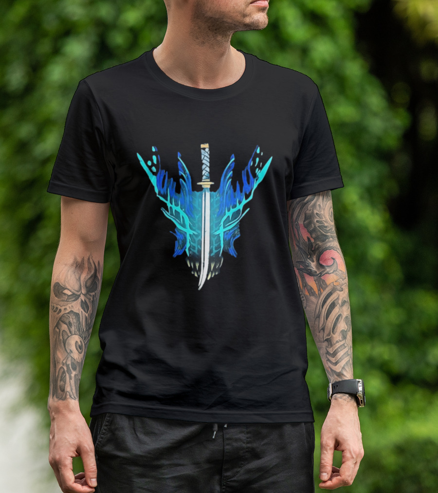 Devil May Cry 5 Vergil Yamato Sword Blue Flames T-Shirt