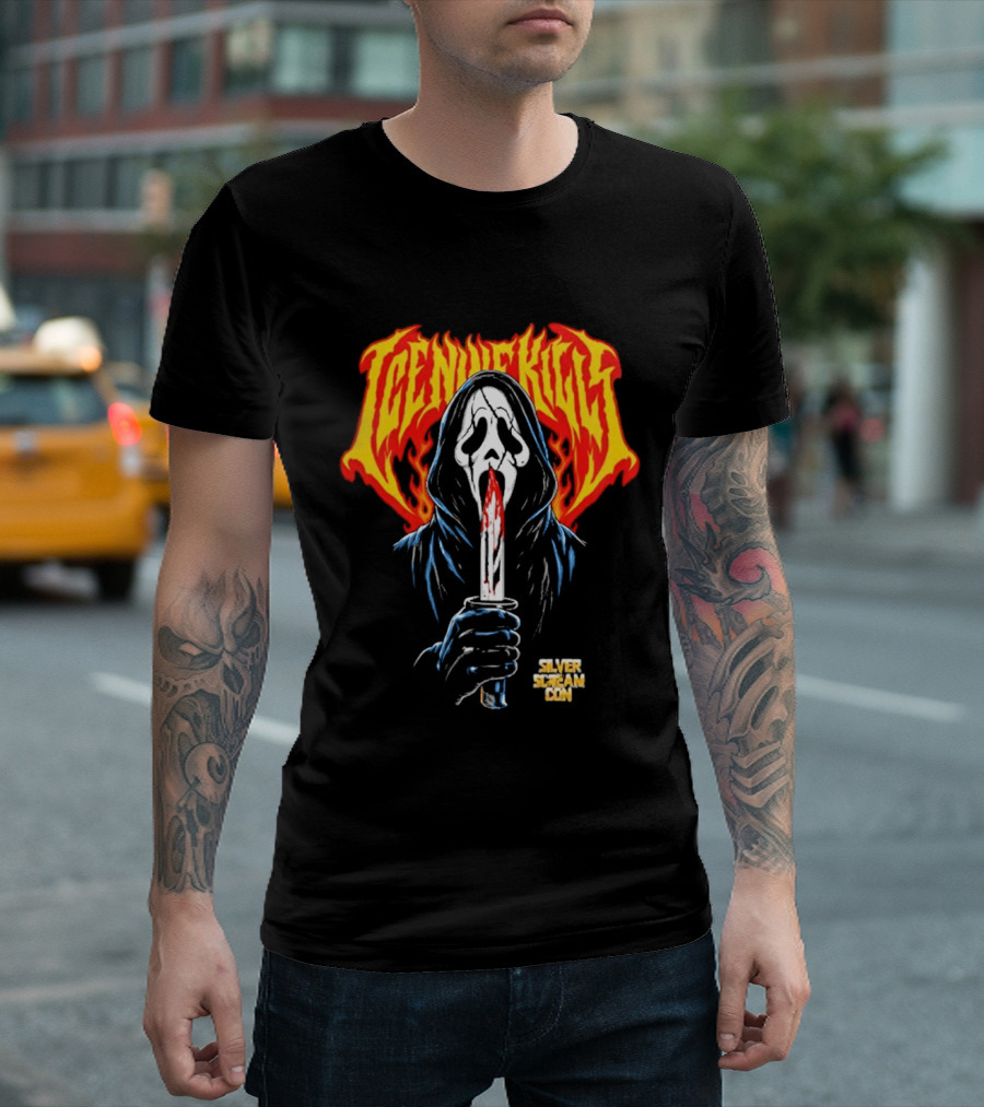 Ice Nine Kills Silver Scream Con V Ghost Mask Bloody Knife October 2 4 2026 DCU Center Worcester MA T-Shirt