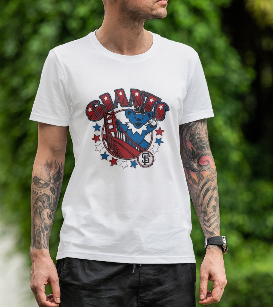 Grateful Dead Giants Bear San Francisco Bridge Retro Stars T-Shirt