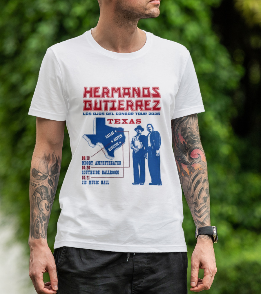 Hermanos Gutierrez Texas Los Ojos Condor Tour Dates October 18 Austin 20 Houston 21 Dallas 2026 T-Shirt