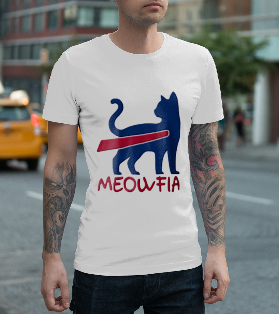 Meowfia Blue Cat Red T-Shirt