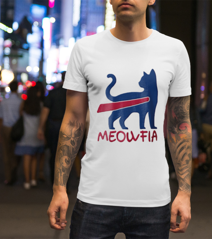 Meowfia Blue Cat Red T-Shirt