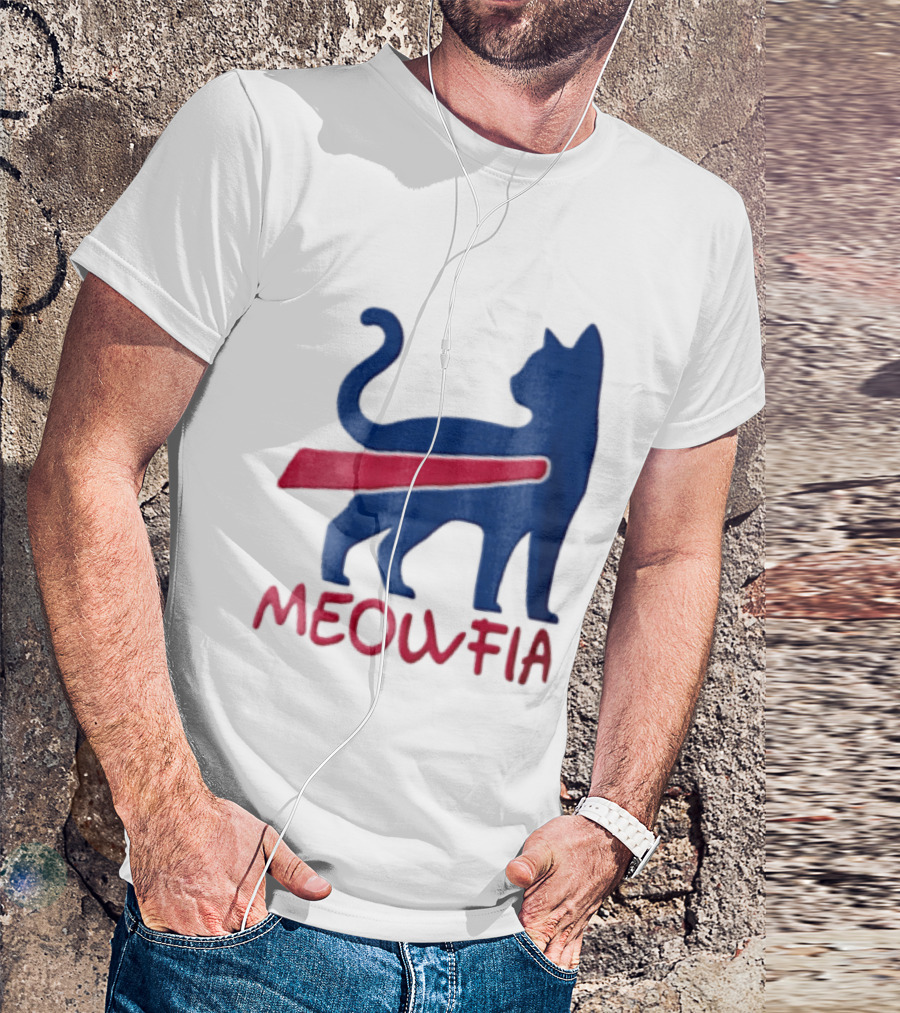 Meowfia Blue Cat Red T-Shirt
