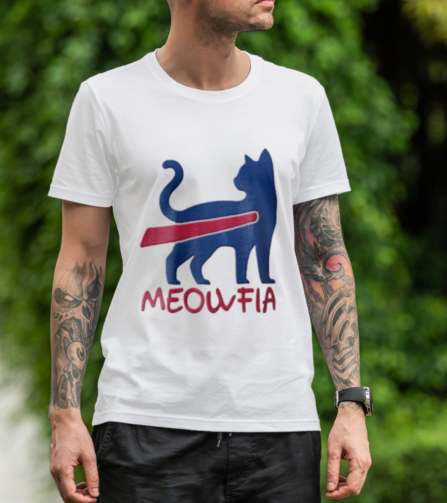 Meowfia Blue Cat Red T-Shirt