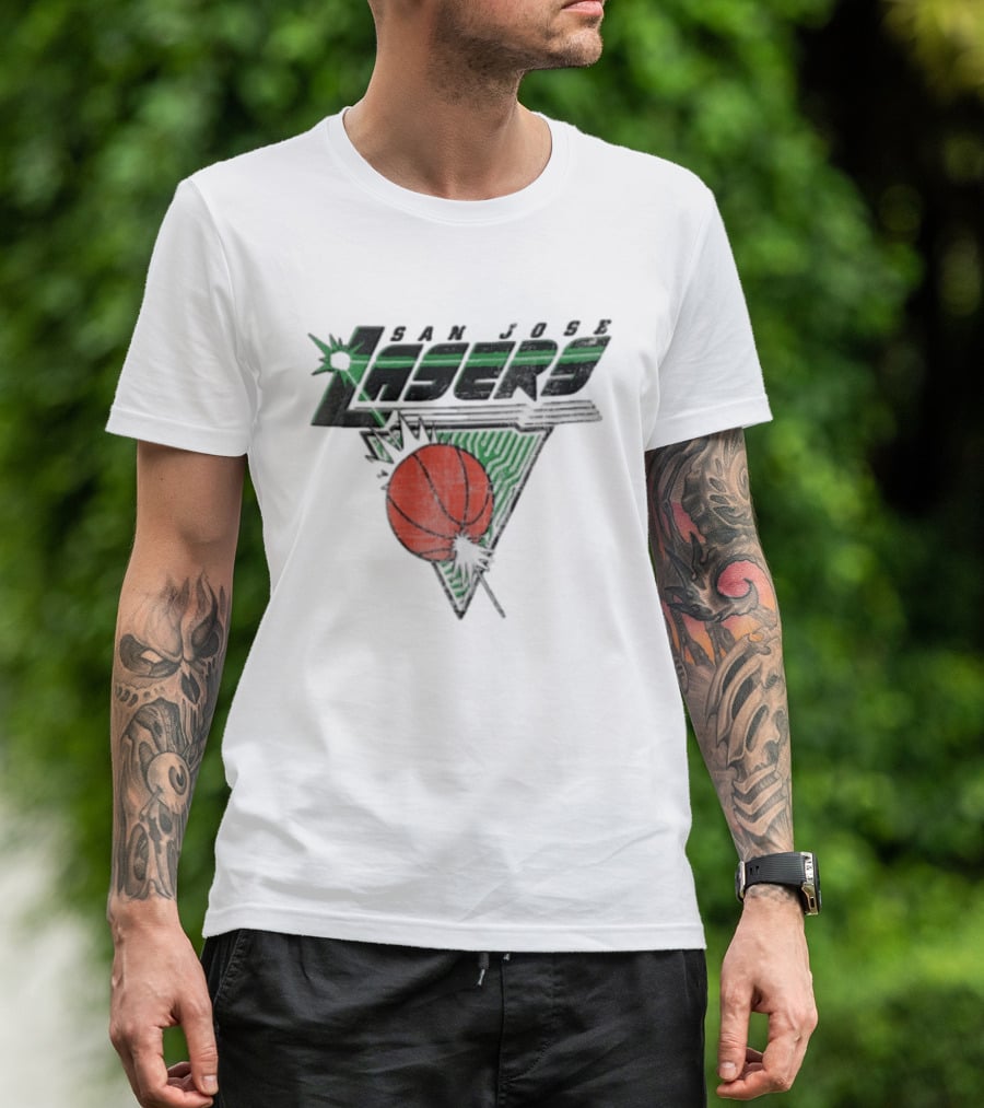 San Jose Lasers Basketball Green Circuit Triangle T-Shirt