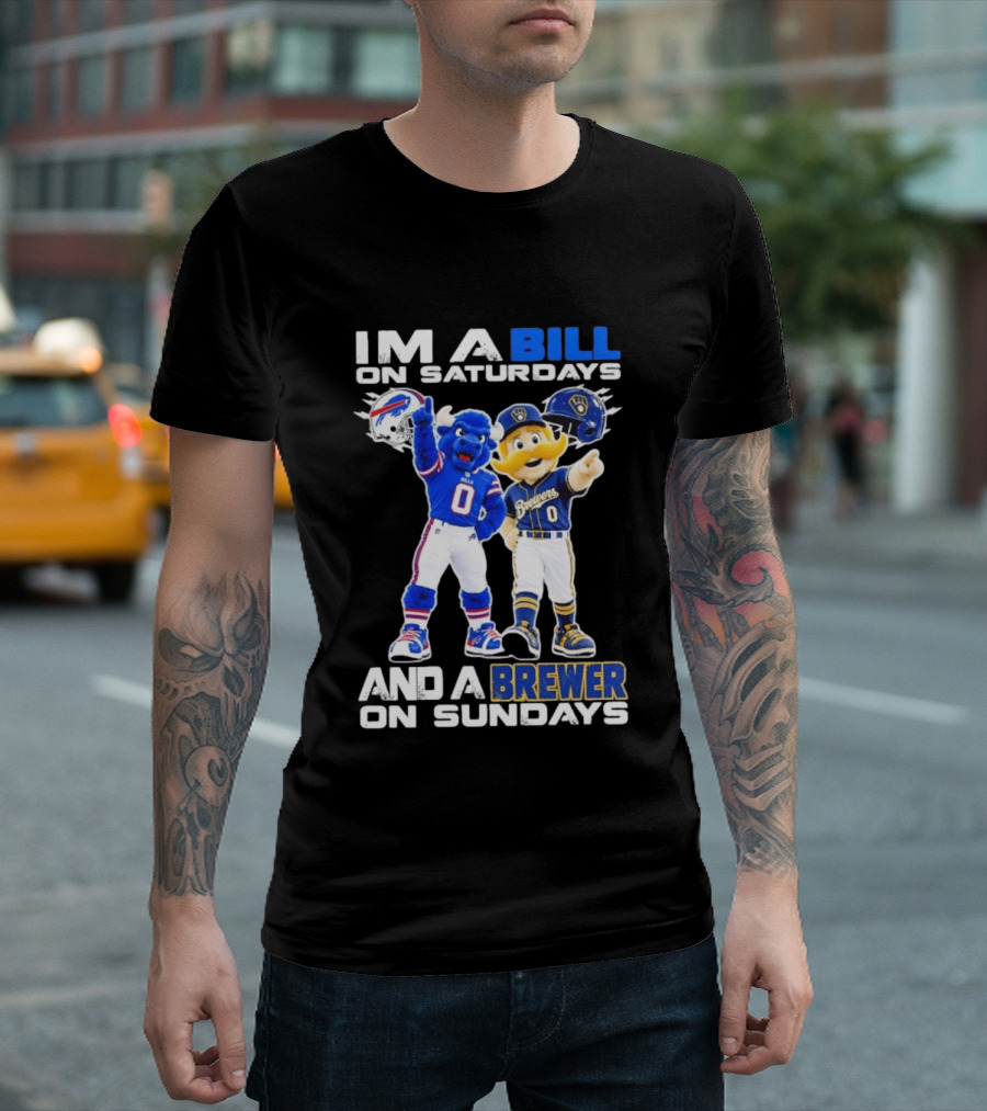 Buffalo Bills And Milwaukee Brewers Mascots Saturdays Sundays Fan Gear T-Shirt