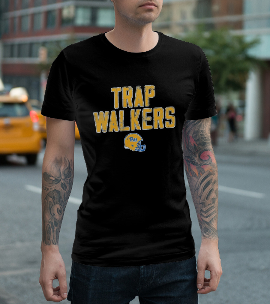 Pitt Panthers Trap Walkers Football Helmet T-Shirt
