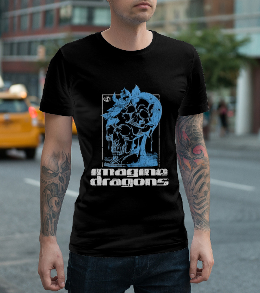 Imagine Dragons Melting Skull Blue T-Shirt