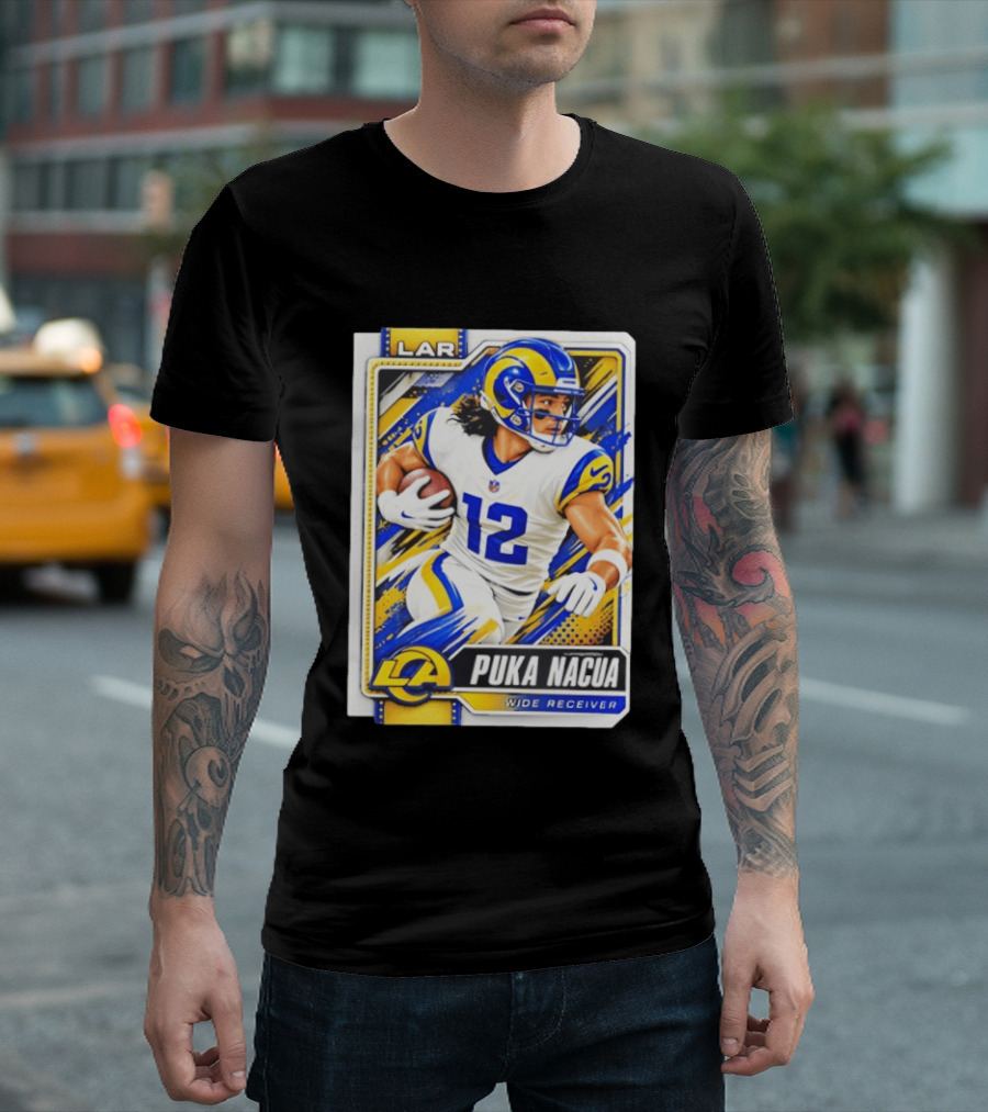 Puka Nacua Los Angeles Rams Wide Receiver LAR Trading Card 2026 T-Shirt