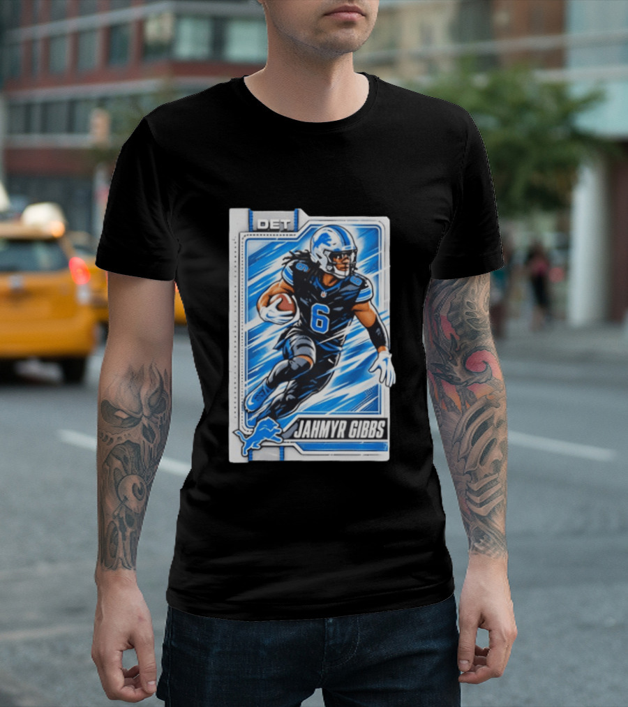 Jahmyr Gibbs DET 6 Football Card Detroit Lions T-Shirt