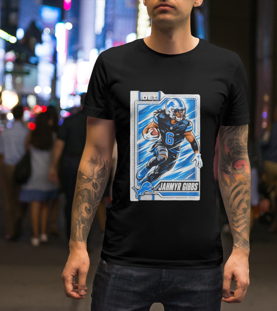 Jahmyr Gibbs DET 6 Football Card Detroit Lions T-Shirt