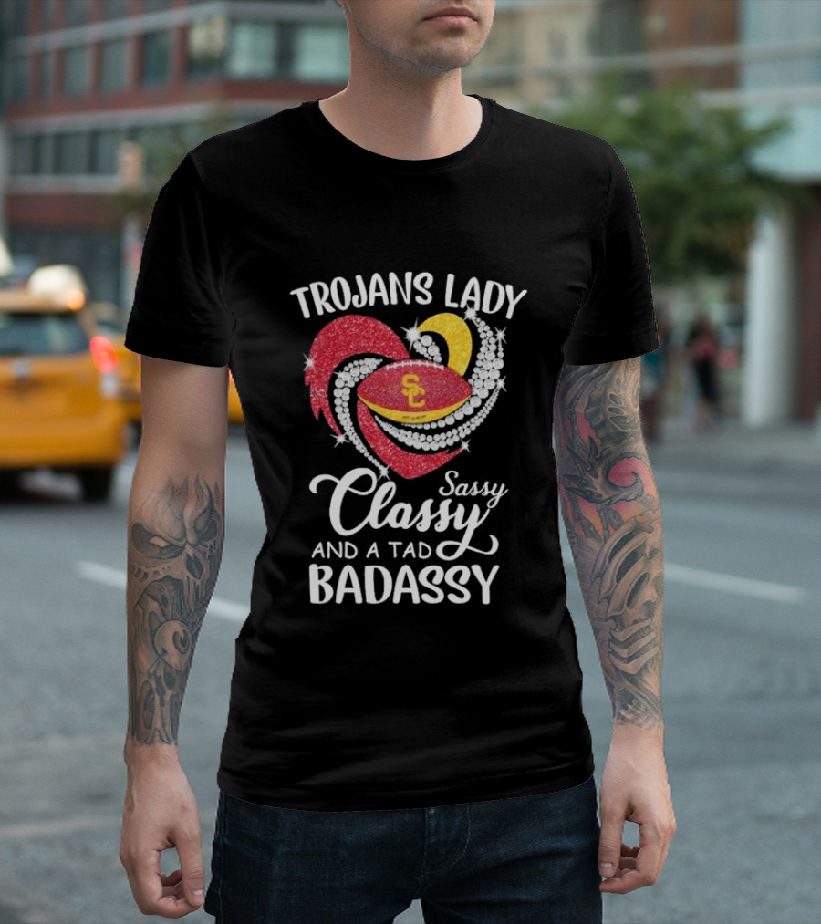 Trojans Lady Classy Sassy And Badassy Diamond Heart USC T-Shirt