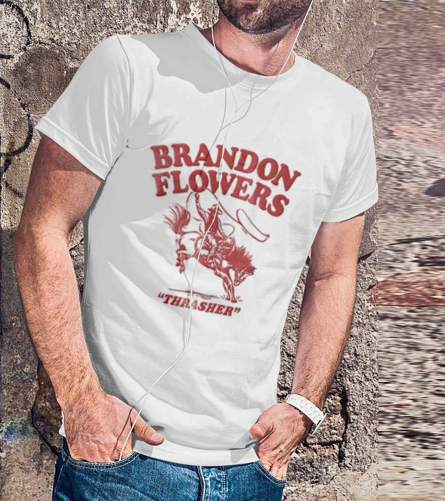 Brandon Flowers Kansas City Chiefs 24 Cowboy Riding Bucking Horse Lasso T-Shirt