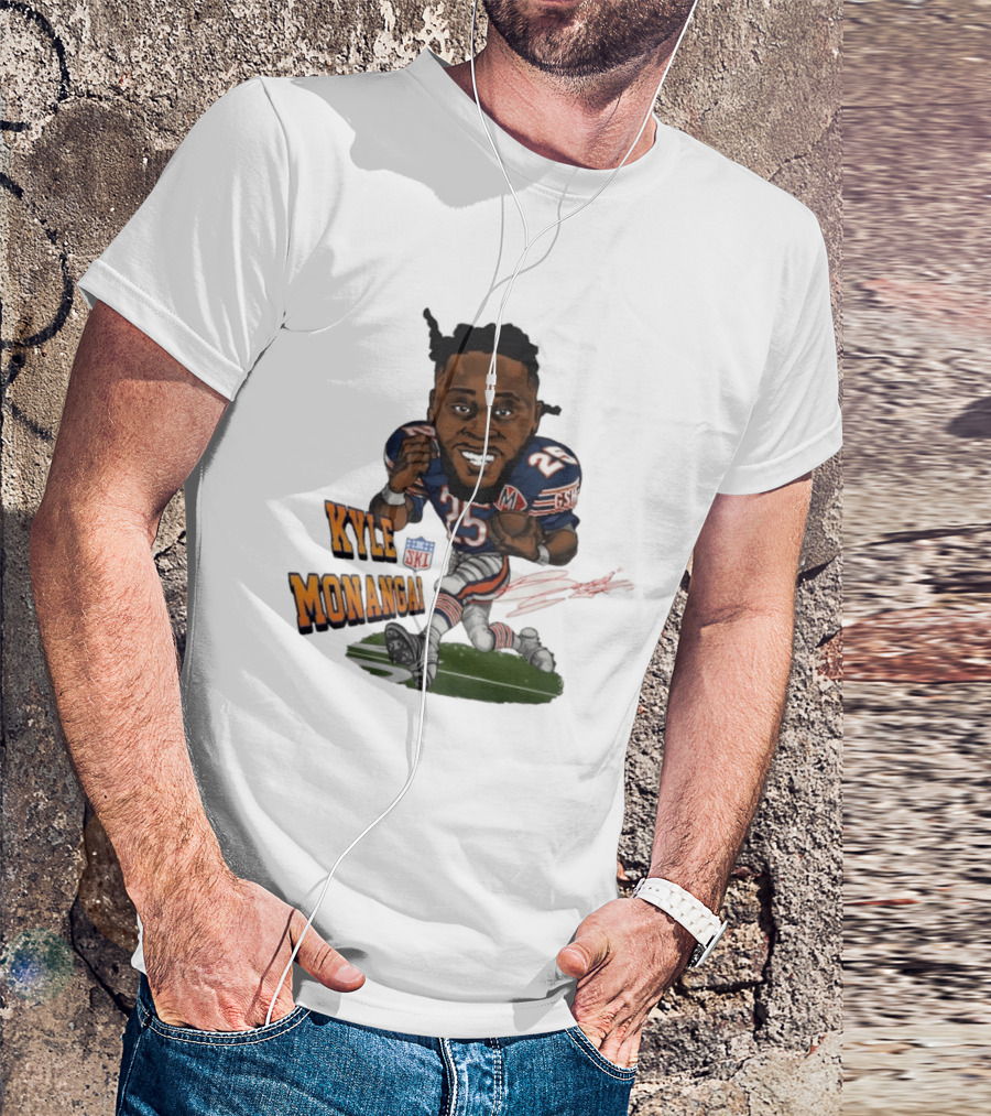 Kyle Monangai No 25 Chicago Bears Caricature Football T-Shirt