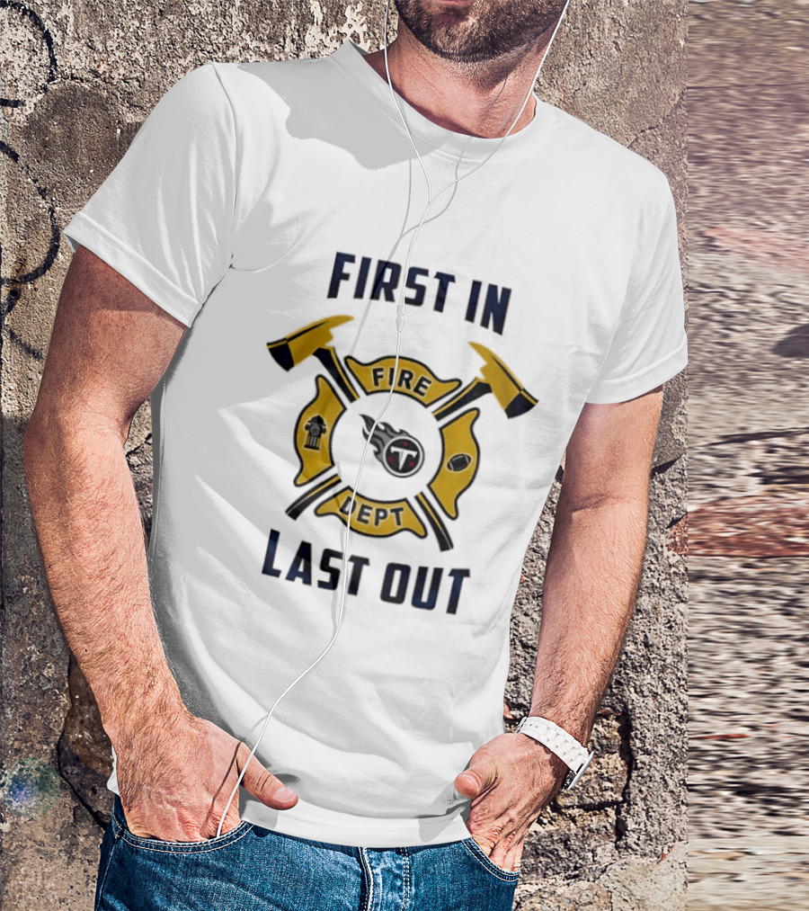 Michigan Wolverines Fire Dept First In Last Out Firefighter Axes T-Shirt