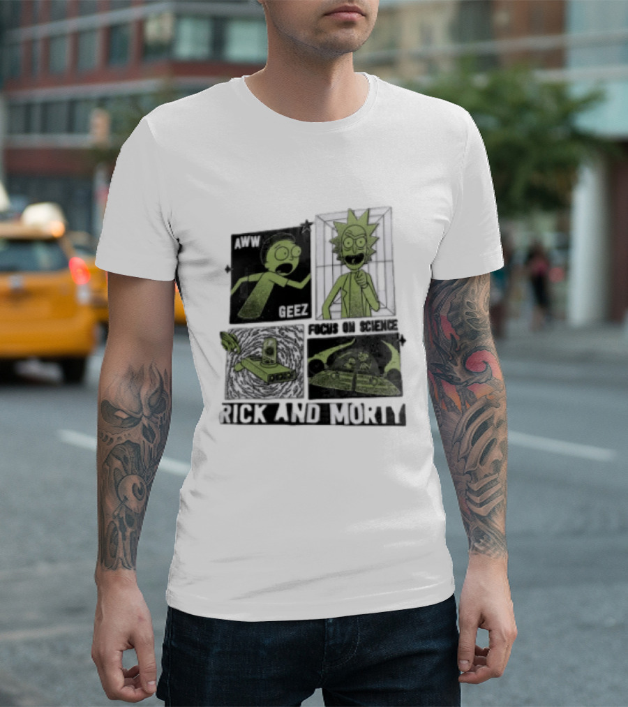 Aww Geez Rick And Morty Focus On Science Spaceship Portal T-Shirt