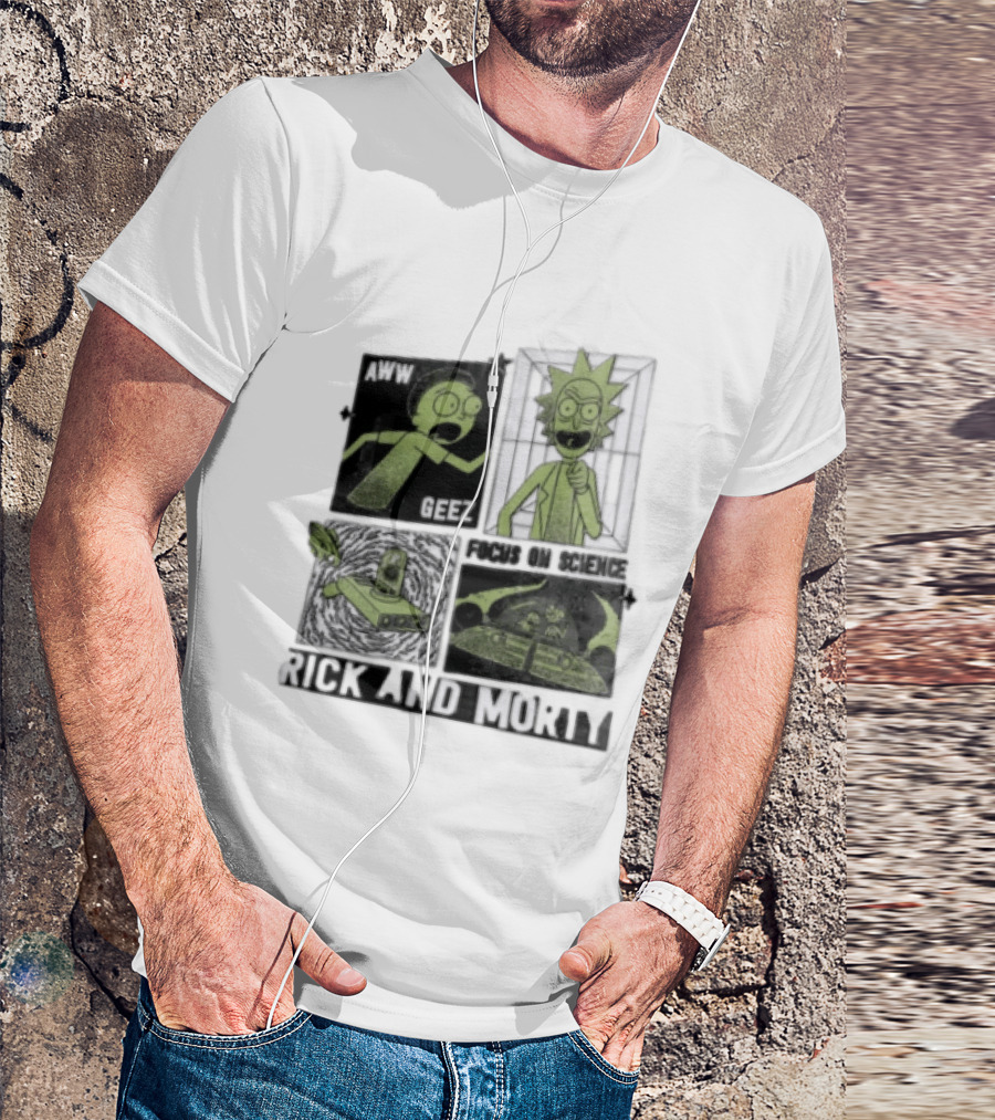 Aww Geez Rick And Morty Focus On Science Spaceship Portal T-Shirt