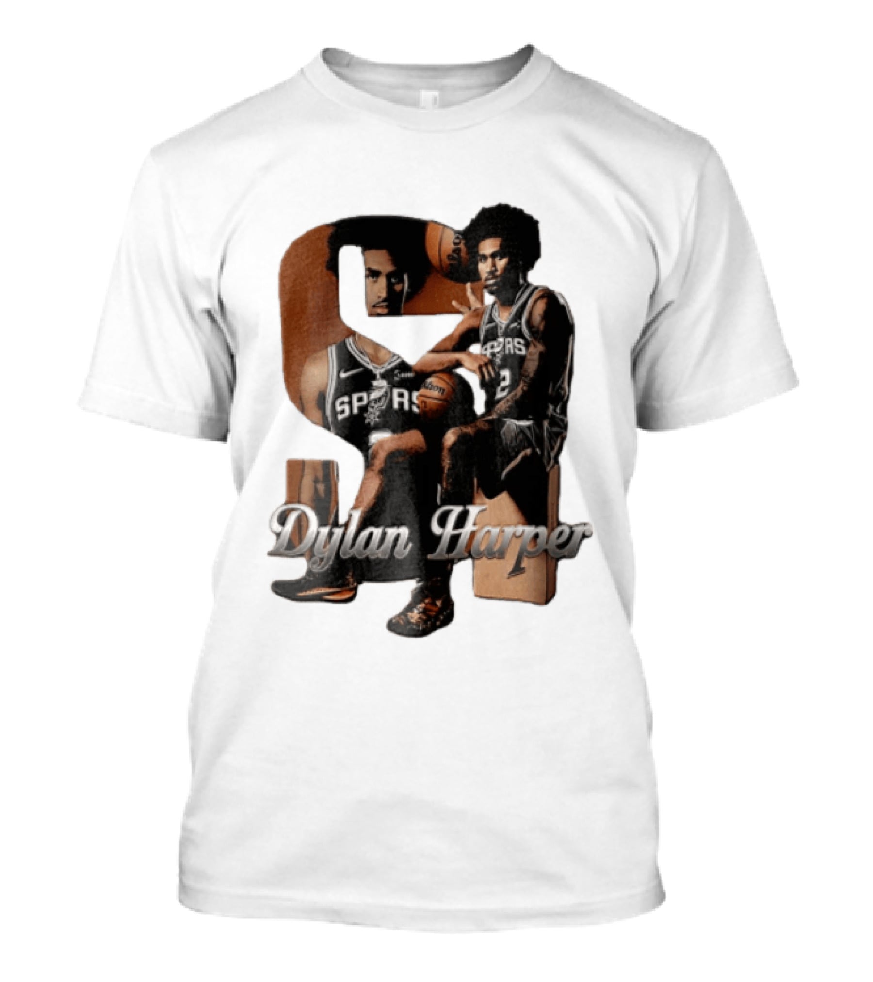 San Antonio Spurs Dylan Harper 2 Sitting Holding Basketball T-Shirt