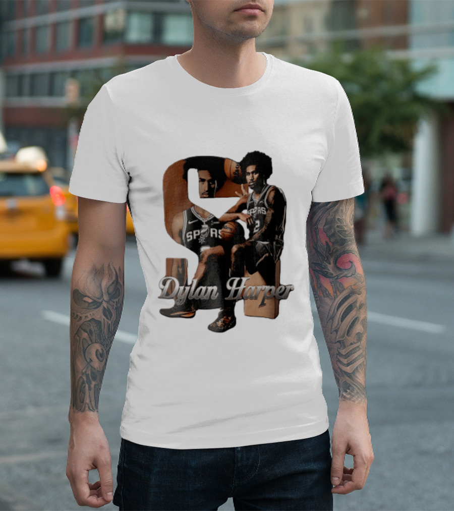 San Antonio Spurs Dylan Harper 2 Sitting Holding Basketball T-Shirt