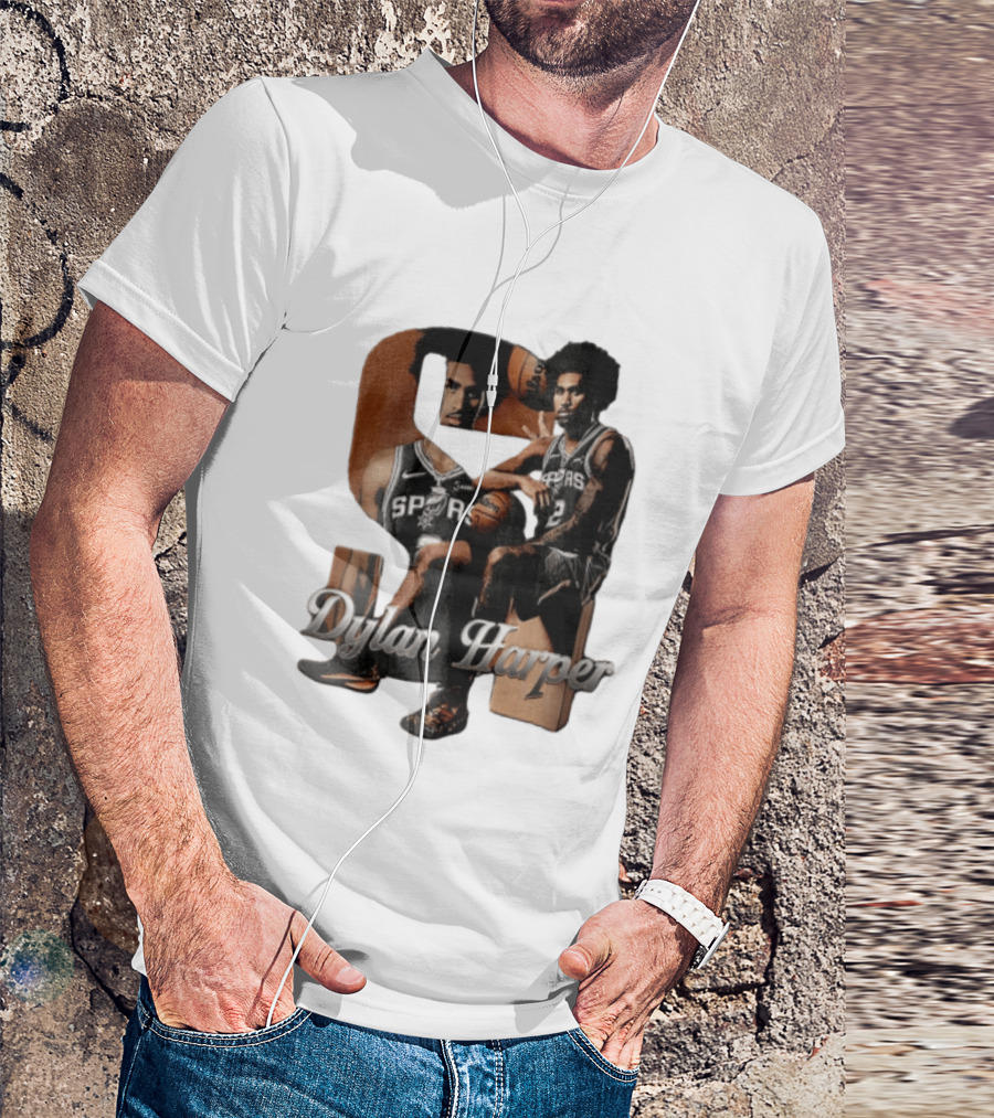 San Antonio Spurs Dylan Harper 2 Sitting Holding Basketball T-Shirt