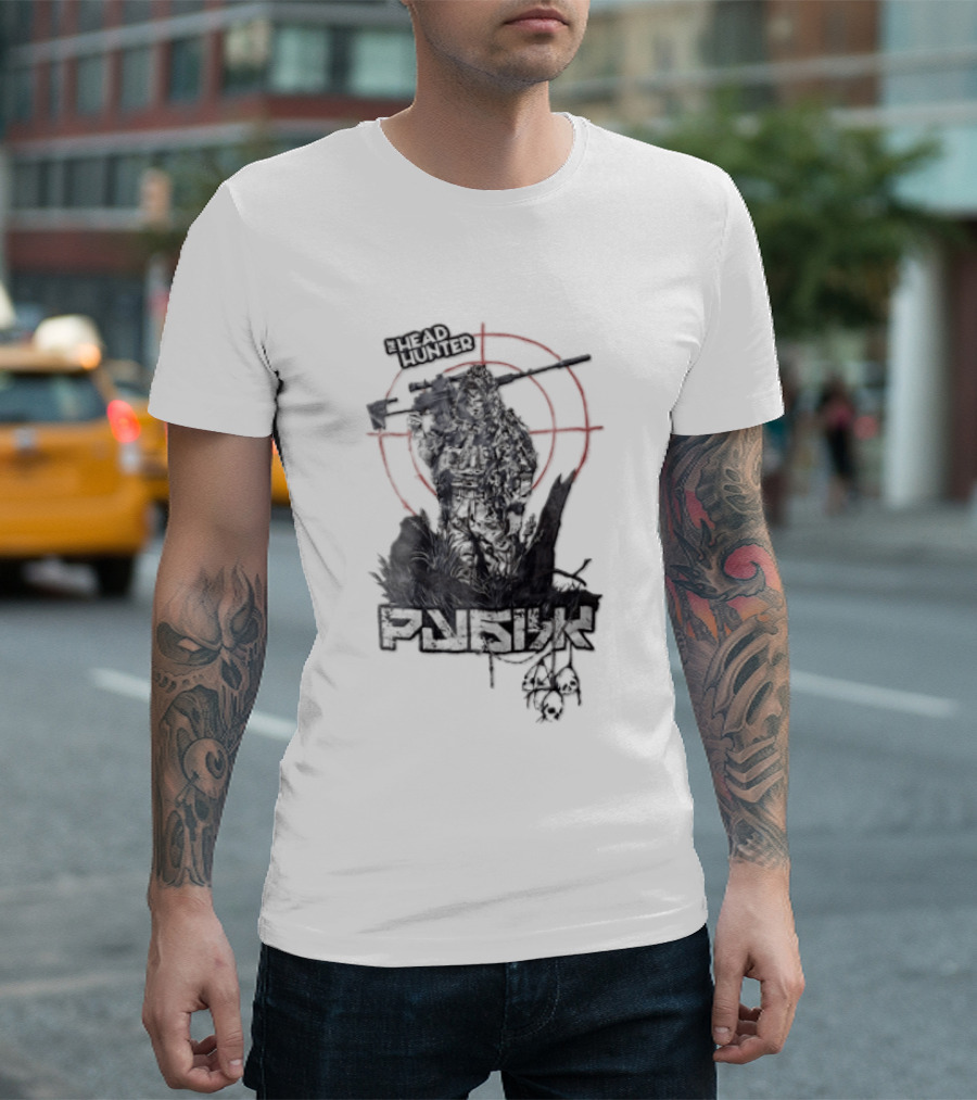 Punish Sniper Ghillie Suit Skulls Target Retro Hunter T-Shirt