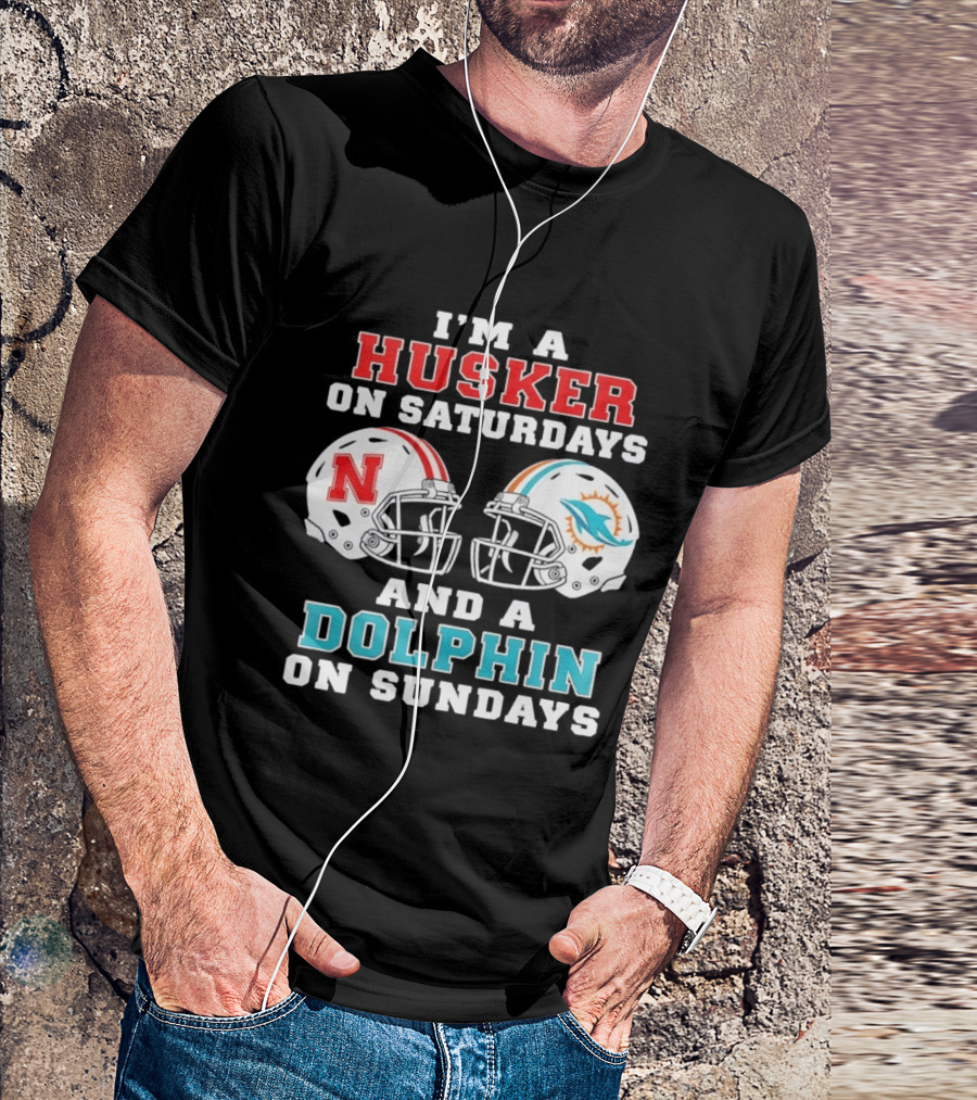 Husker Saturdays And Dolphin Sundays Football Fan Gear T-Shirt