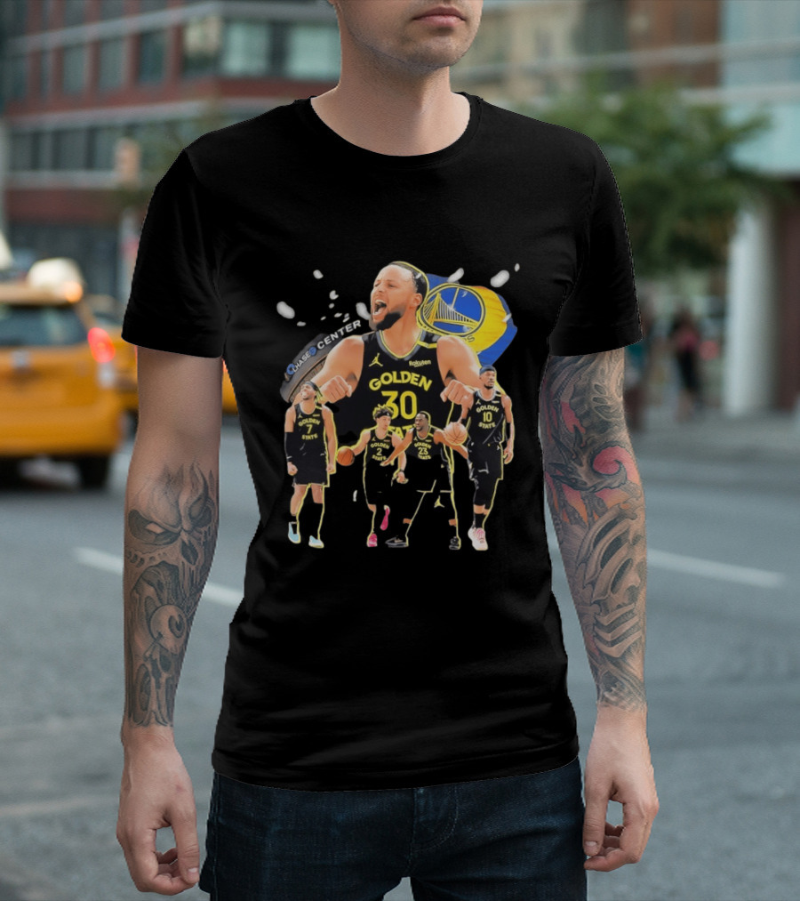 Golden State Warriors Players Collage Chase Center Basketball Team Number 30 23 10 7 T-Shirt