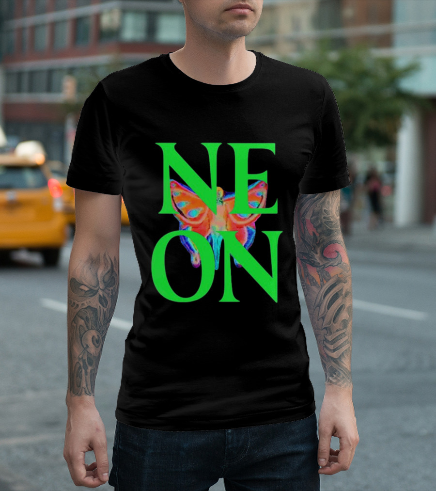 Neon Butterfly Interscope Store Colorful T-Shirt