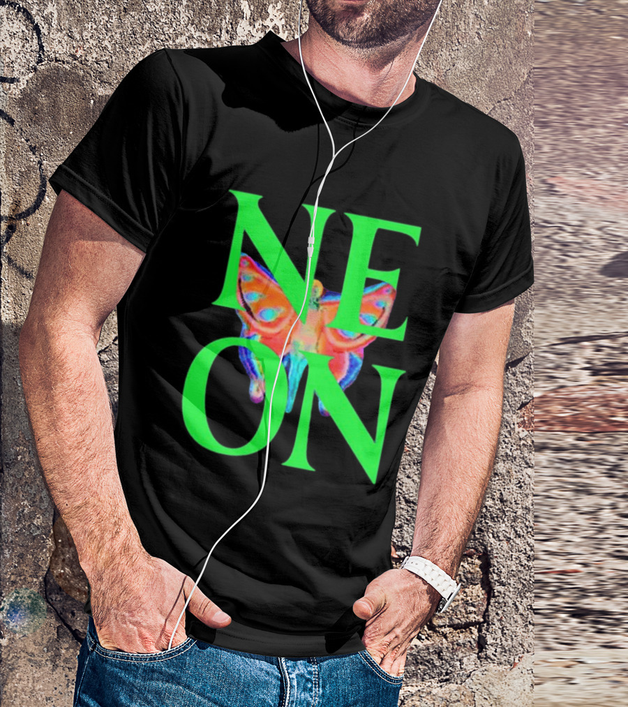 Neon Butterfly Interscope Store Colorful T-Shirt