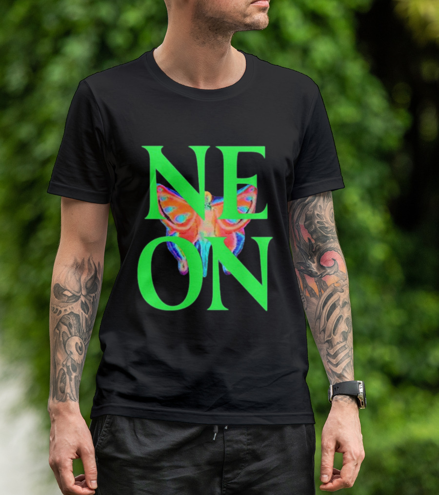 Neon Butterfly Interscope Store Colorful T-Shirt
