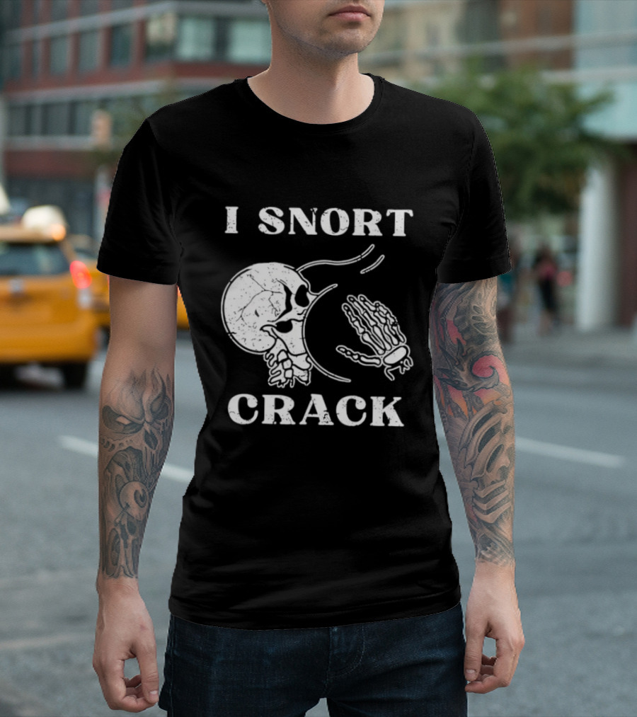 I Snort Crack Skull Skeleton Praying Hands T-Shirt