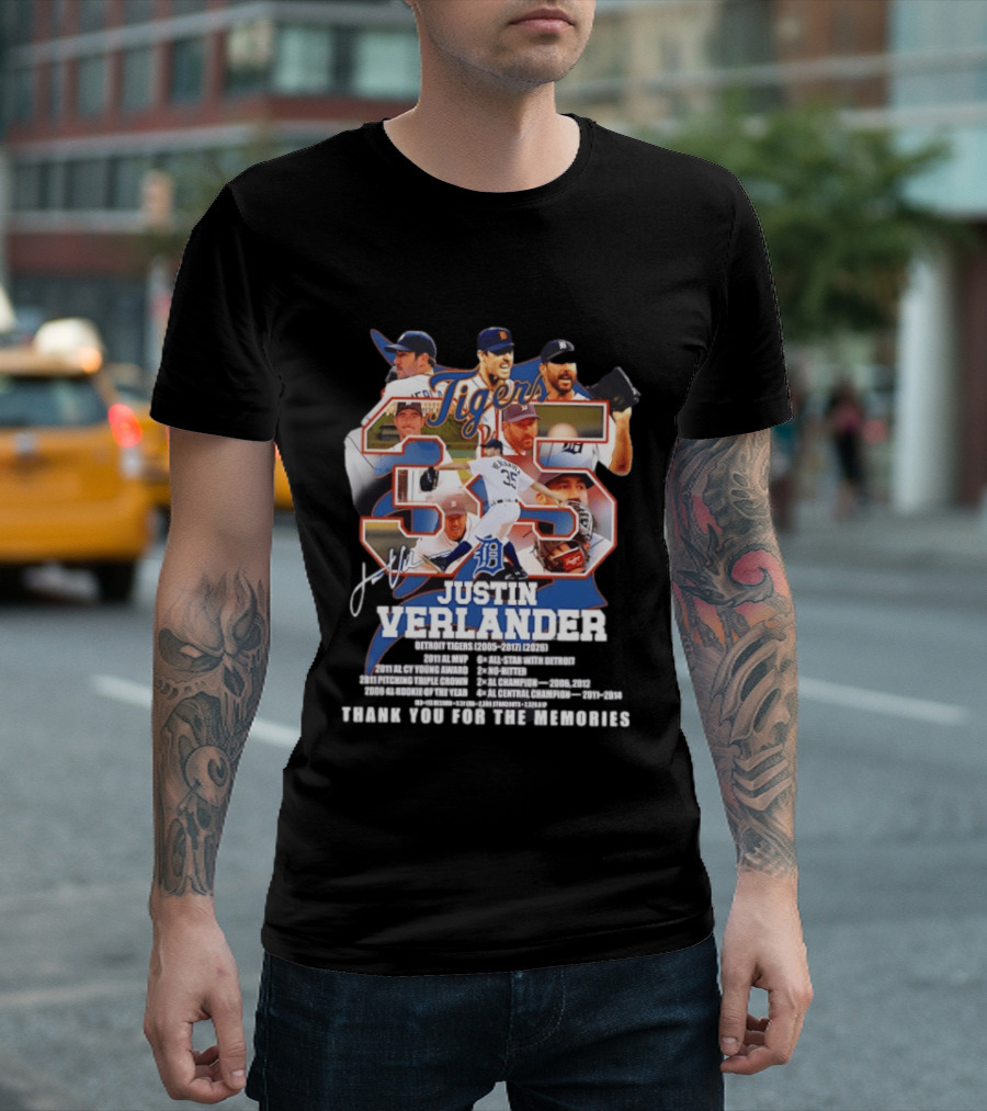 Detroit Tigers Justin Verlander 35 Thank You For The Memories 2026 T-Shirt
