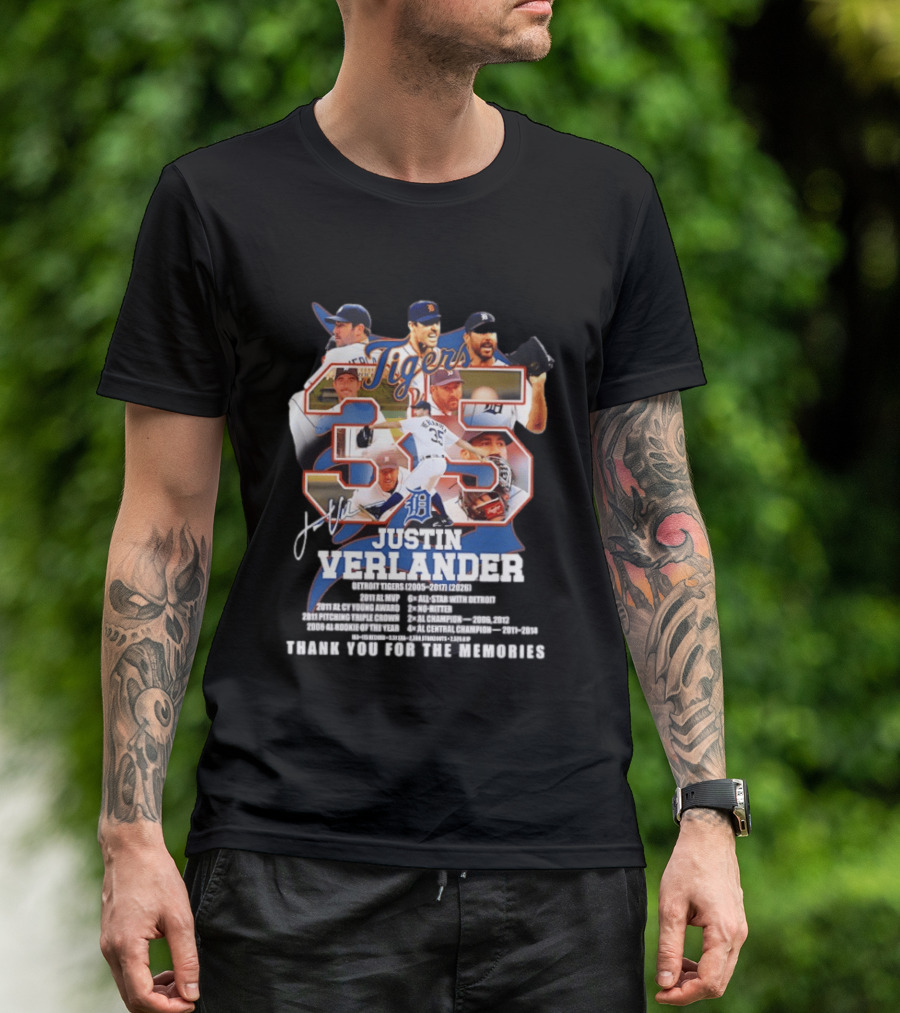 Detroit Tigers Justin Verlander 35 Thank You For The Memories 2026 T-Shirt