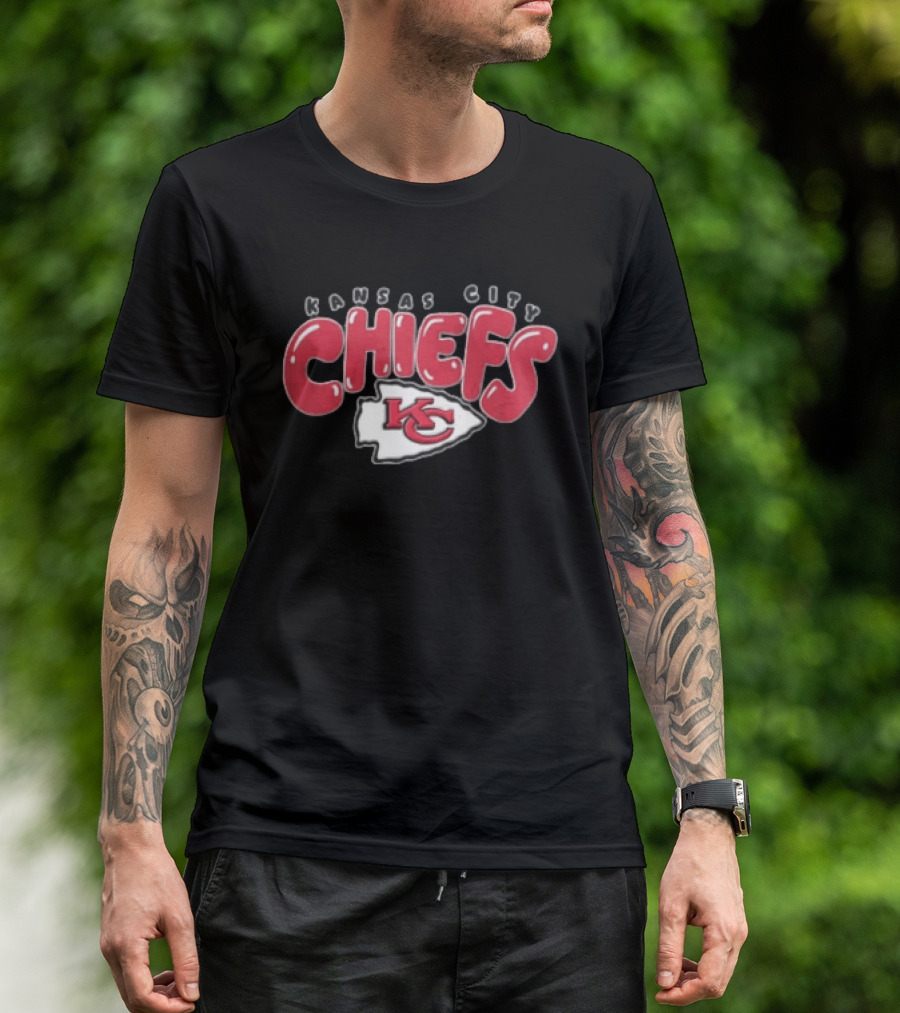 Kansas City Chiefs Red Bubble Lettering Arrowhead KC T-Shirt