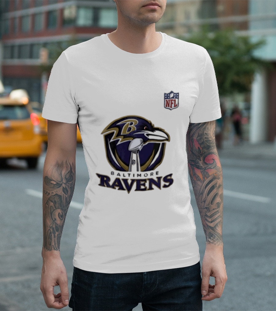 Baltimore Ravens Lamar Jackson 8 NFL Logo Ravens Football T-Shirt