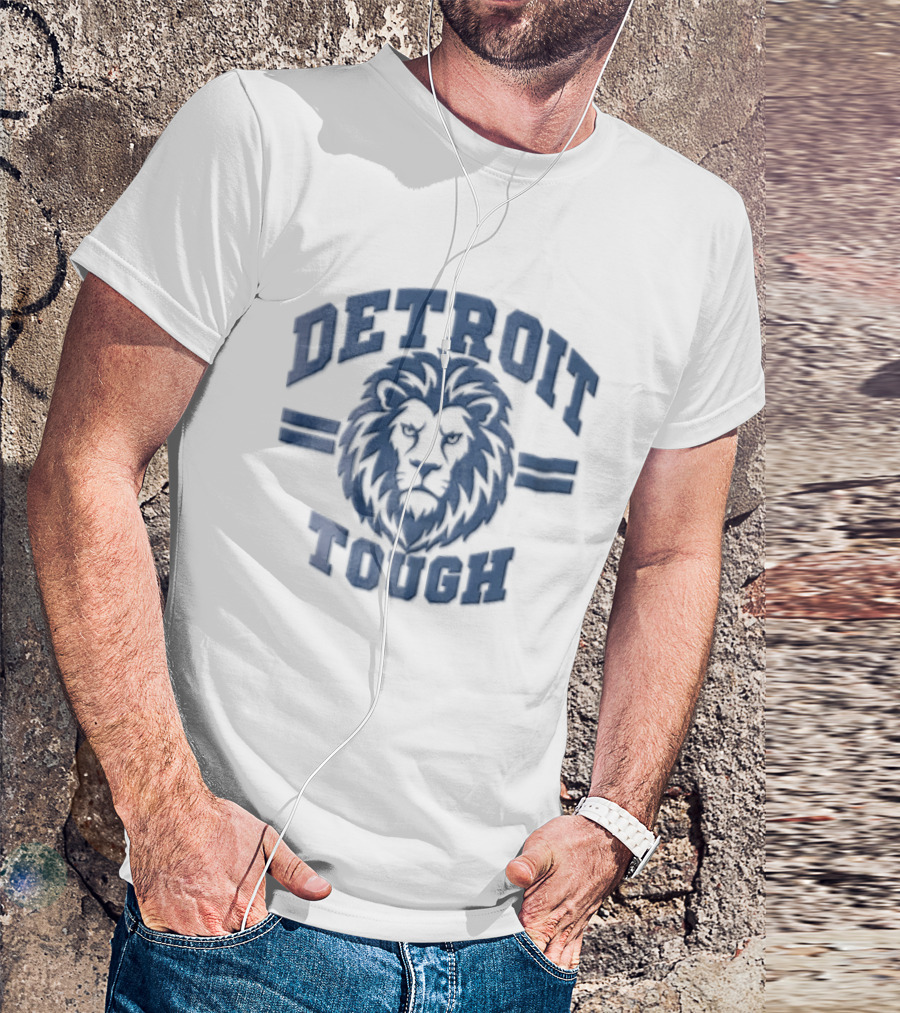 Detroit Tough Blue Lion Head T-Shirt