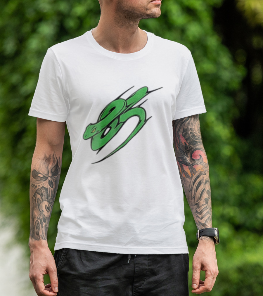 Green Snake Shaped Number Five Serpent T-Shirt