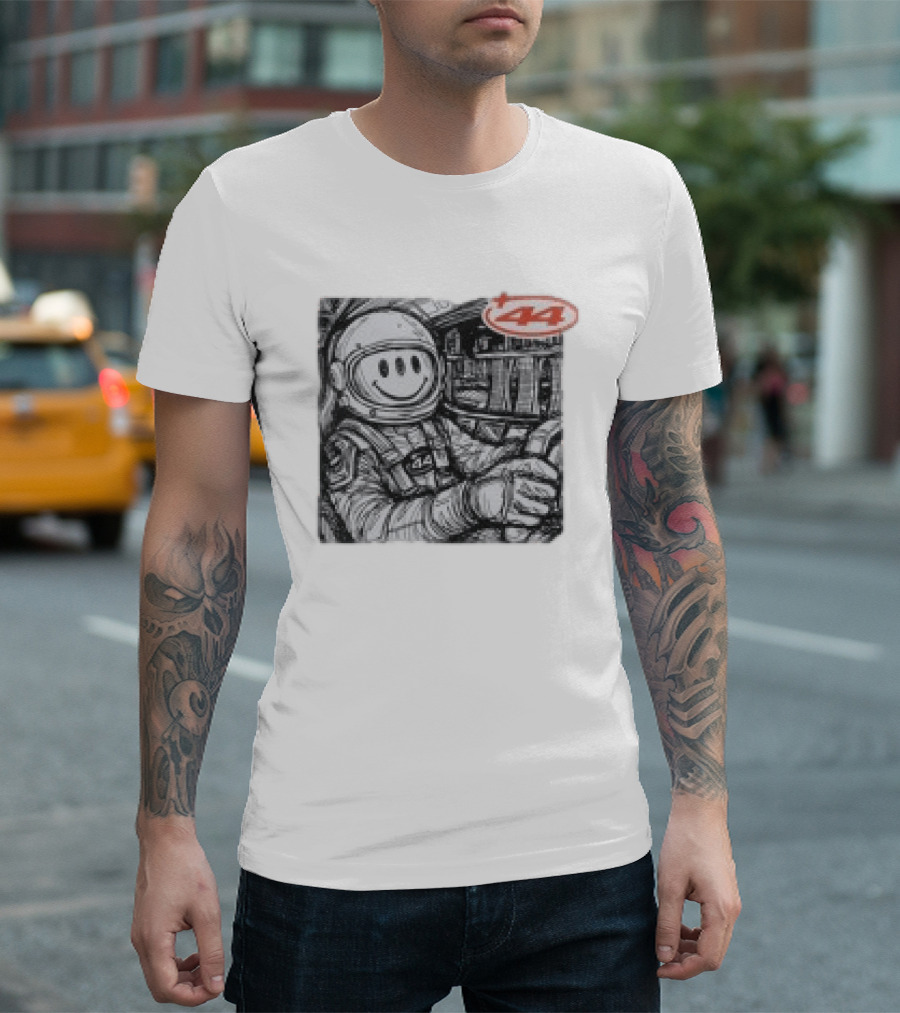 Plus44 Cosmic Circuit Astronaut With Smiley Face Helmet In Spacecraft T-Shirt