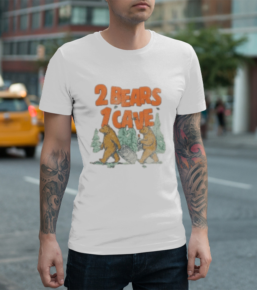 YMH Studios 2 Bears 1 Cave Carrying Keg In Forest T-Shirt