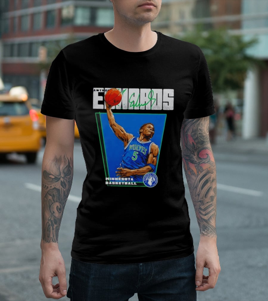 Anthony Edwards Minnesota Basketball Timberwolves Dunking Action T-Shirt