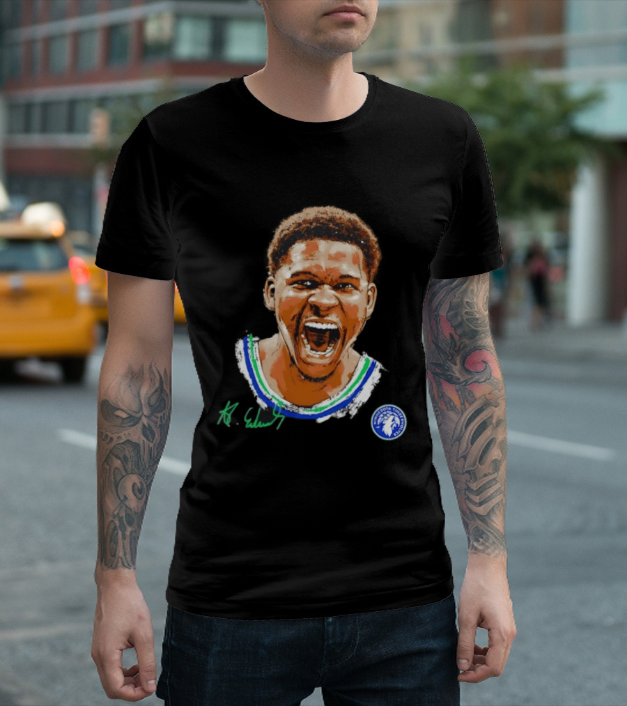 Anthony Edwards Minnesota Timberwolves Basketball Player Signature T-Shirt