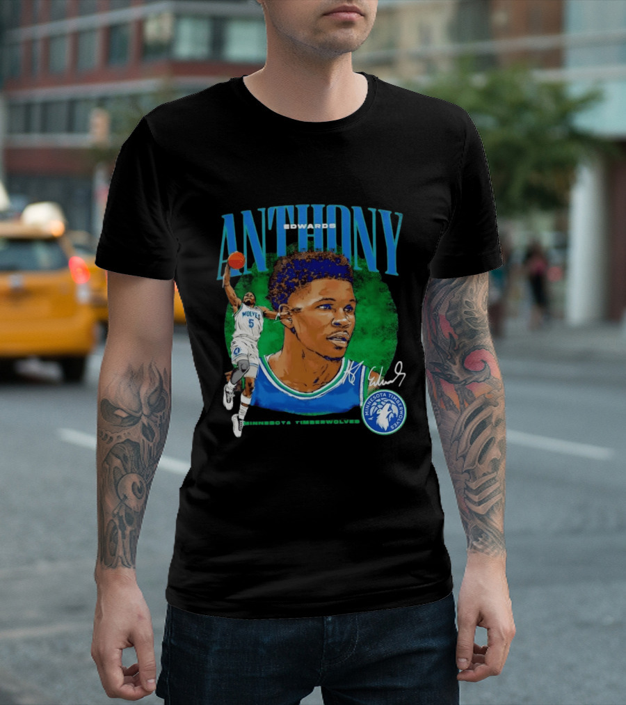 Anthony Edwards No 5 Minnesota Timberwolves Basketball Star Wolves T-Shirt